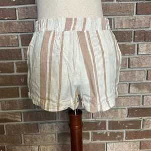 tan and white striped linen blend shorts from forever 21